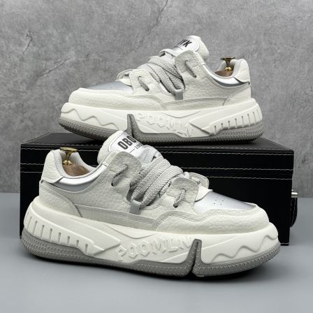 厚底小白鞋2025秋季新款男鞋低帮系带男款休闲鞋时尚百搭男士潮鞋