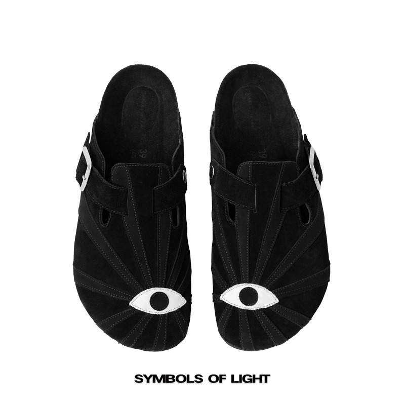 SYMBOLS OF LIGHT 小众设计牛皮刺绣眼睛勃肯鞋 包头半拖百搭通勤主图