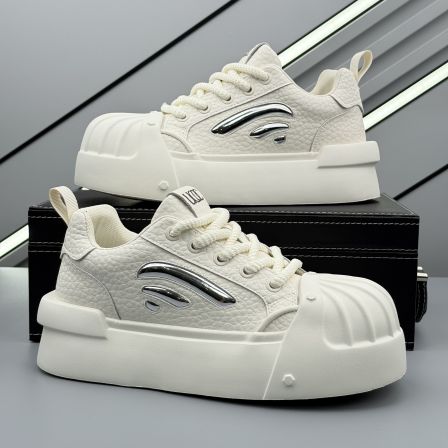 贝壳头男鞋2025新款秋冬超火厚底高级感大头鞋增高板鞋轻奢小白鞋