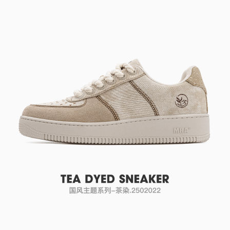 MRA茶染板鞋男鞋2025秋季新款复古百搭厚底休闲鞋国风刺绣潮鞋子