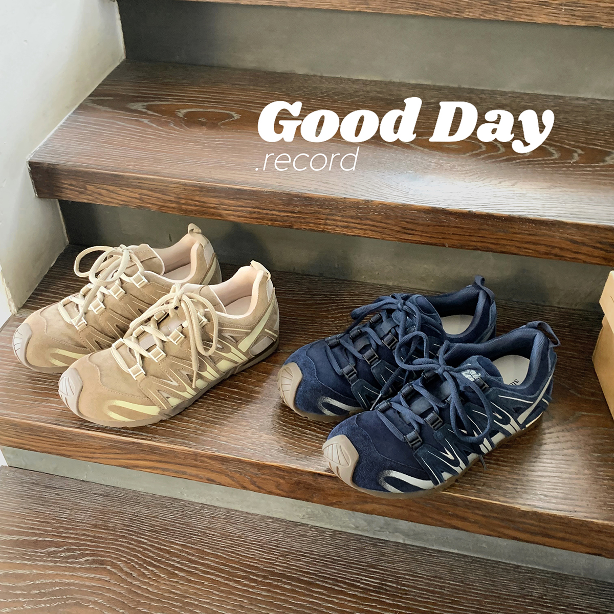 葡萄妈studiolee 3.5cm内增高底~ 拼接系带户外登山运动休闲鞋女主图