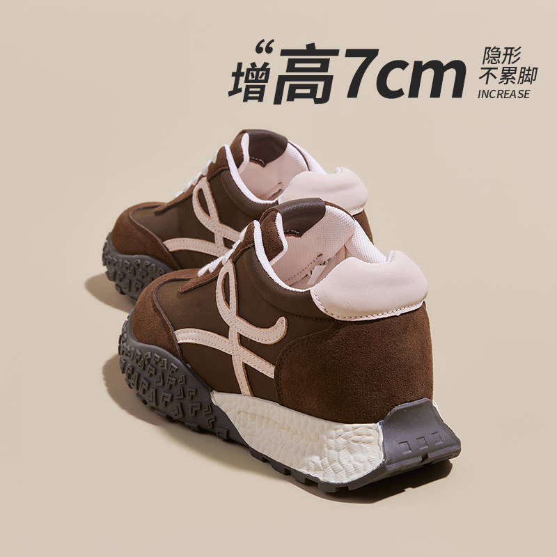 厚底7CM德训鞋女2025秋冬季新款内增高阿甘鞋休闲运动百搭老爹鞋主图