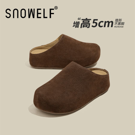 复古厚底勃肯鞋女款2025新款秋季包头女外穿半拖鞋一脚蹬懒人鞋子