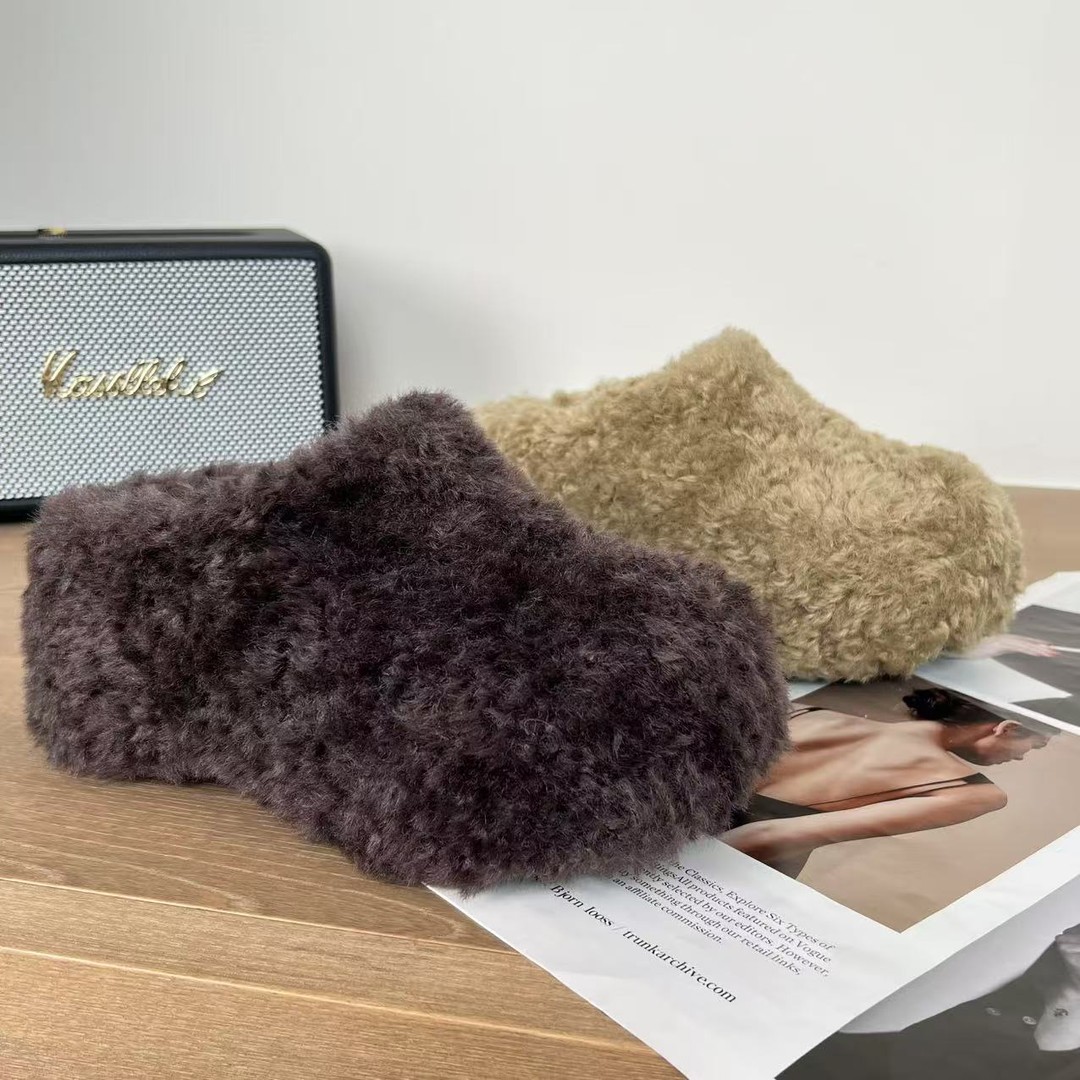 小小苏毛毛拖纯色日式学院风休闲风韩版拖包头款松糕跟EQX55830主图