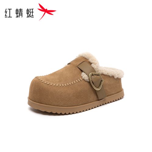 红蜻蜓2025秋冬新款保暖棉拖洋气百搭懒人轻奢鞋子勃肯厚底一脚蹬主图