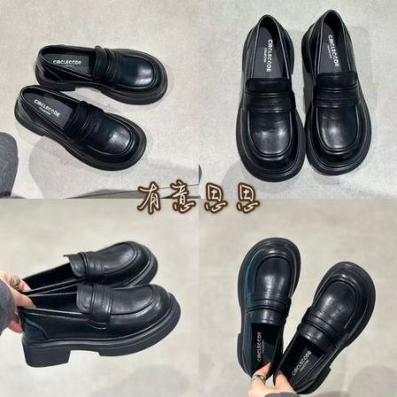 有意思思女鞋“基础款”英伦风小皮鞋2025时尚爆款百搭乐福真皮女鞋