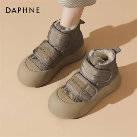 达芙妮加厚保暖百搭高帮棉鞋女款2025新款防寒防水休闲加绒雪地靴