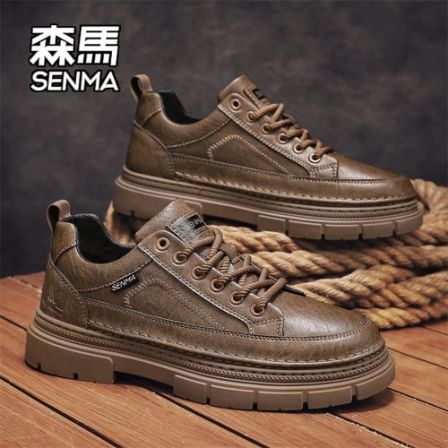 SENMA/森马【抖音双11】男鞋冬季英伦风商务马丁靴工作厚底增高低帮