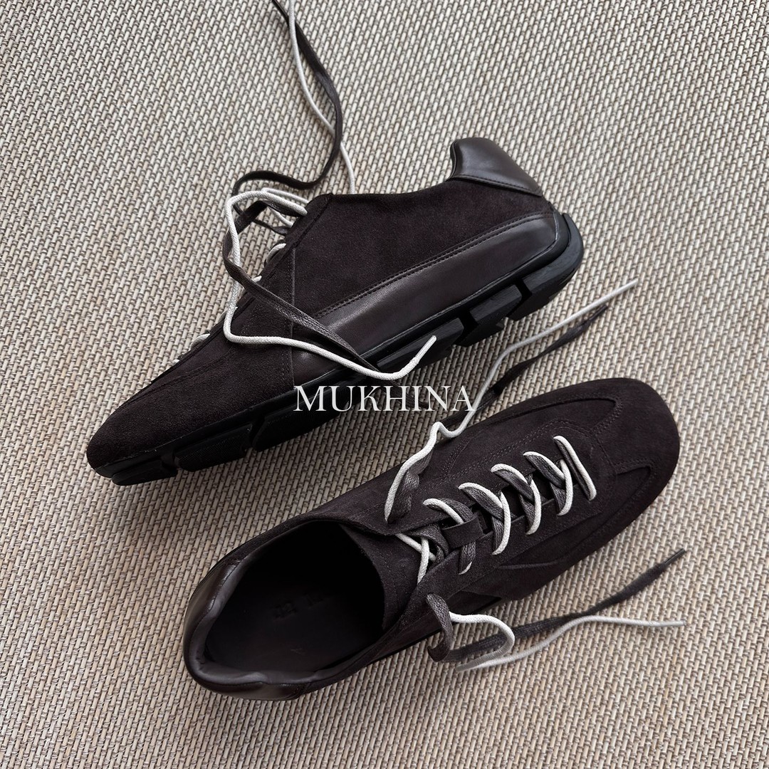 MUKHINA 「轻履」系列 牛皮拼接薄底复古老钱风休闲德训鞋主图