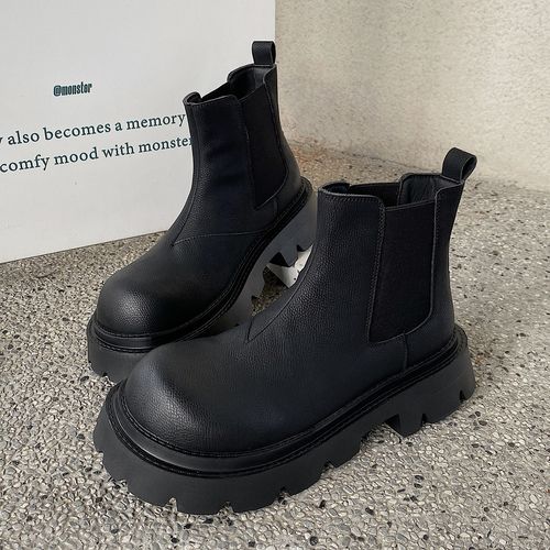 250310时尚休闲马丁靴秋冬百搭男鞋潮男内增高8厘米一脚蹬靴子主图