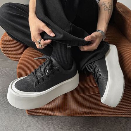 秋冬新款面包鞋透气增高通勤小白鞋韩版休闲男女潮款百搭厚底板鞋