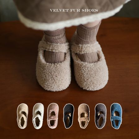 允儿妈女童秋冬韩系百搭魔术贴毛毛鞋宝宝冬季洋气软底鞋儿童鞋子