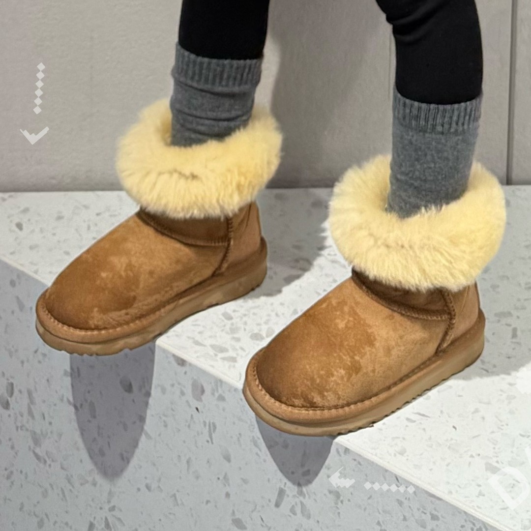 【U某真羊毛】巨保暖羊羔毛皮毛一体男女宝户外面软底童鞋雪地靴主图