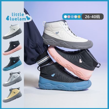 小蓝羊【26~40码】25冬新品男女童防滑加绒运动鞋户外保暖靴图图新
