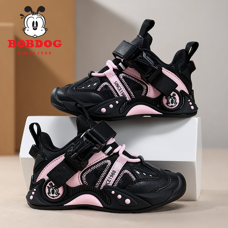 巴布豆女童运动鞋皮面防水2025春秋新款时尚百搭学生轻便儿童鞋子主图