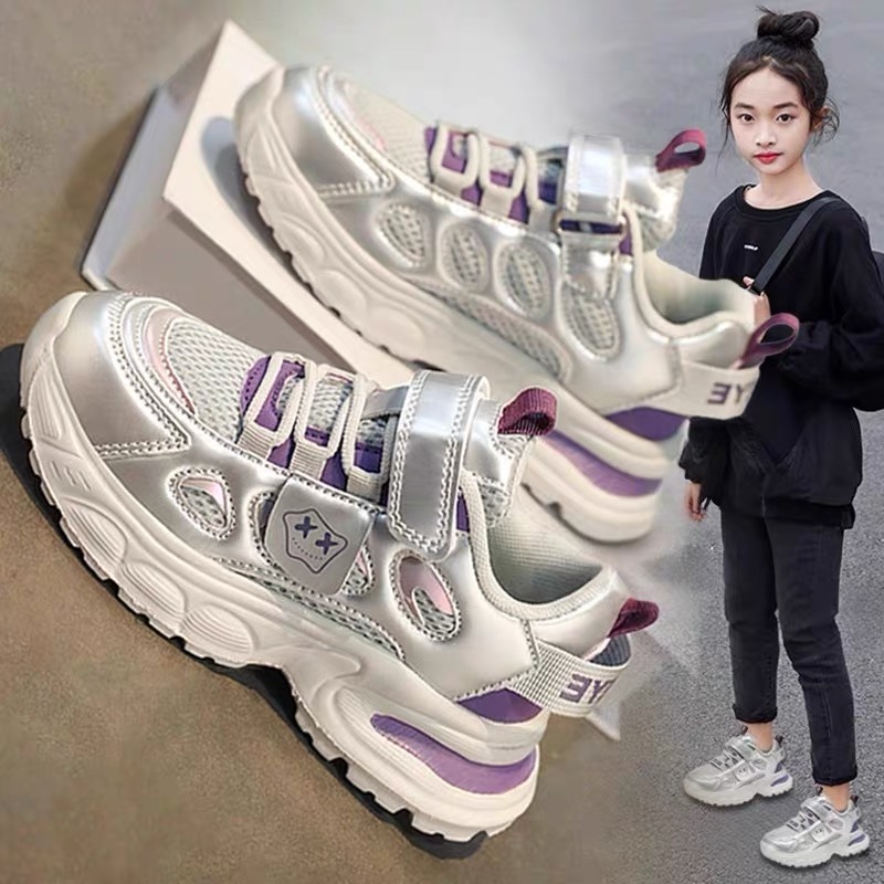 赤兔女童老爹鞋2025新款冬季加绒二棉软底儿童跑步运动鞋女孩棉鞋主图