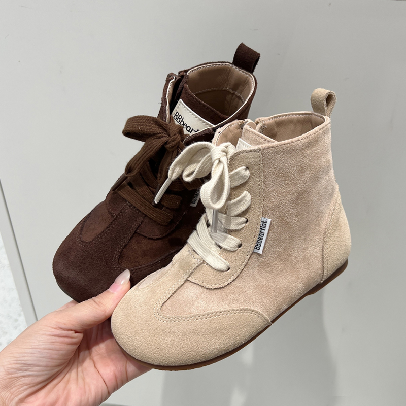 BBbearflat 秋冬儿童马丁靴2025韩版男女童磨砂皮中筒靴复古短靴主图
