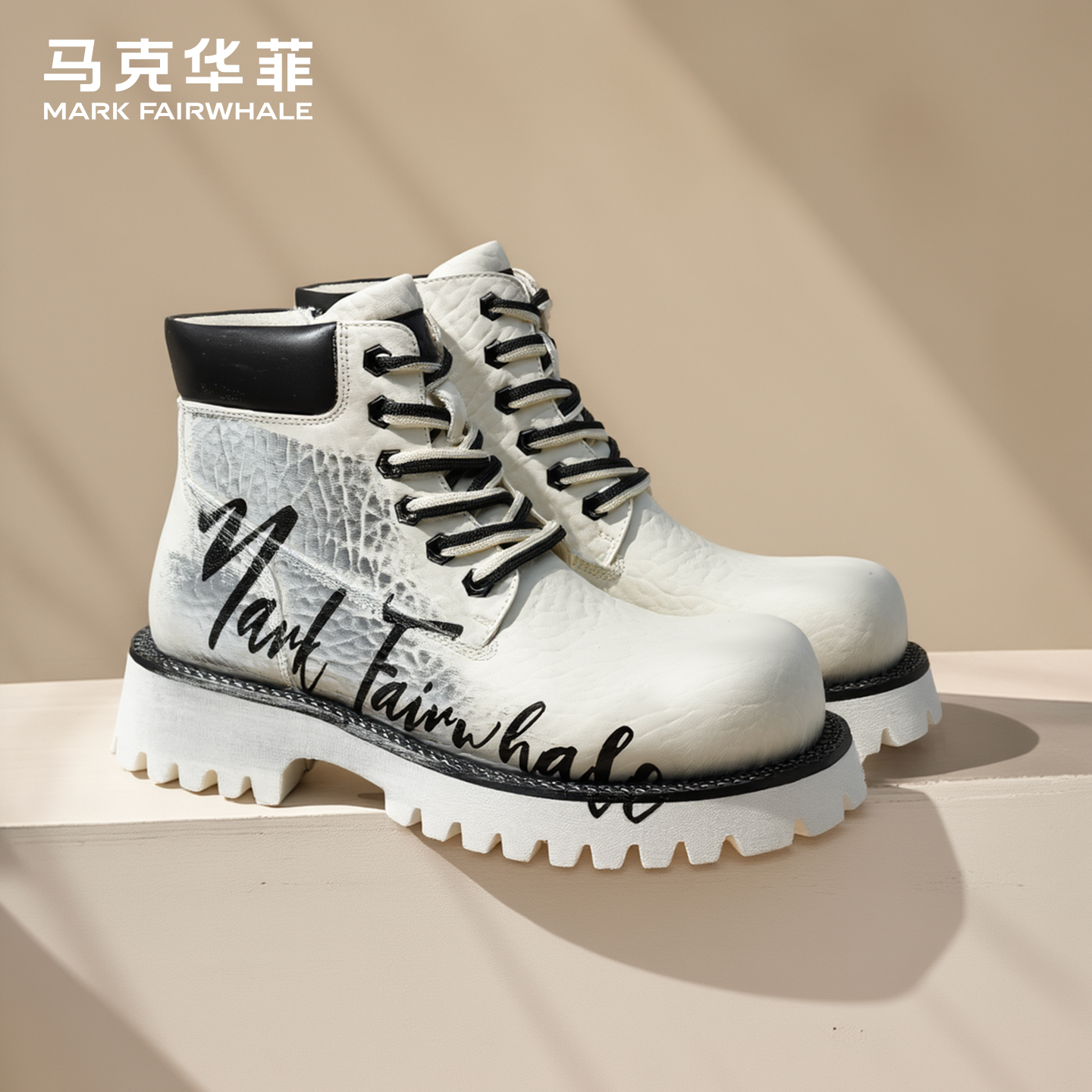 马克华菲马丁靴男款2025新款靴子真皮高帮皮靴厚底增高男士工装靴主图
