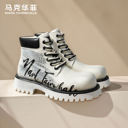 马克华菲马丁靴男款2025新款靴子真皮高帮皮靴厚底增高男士工装靴