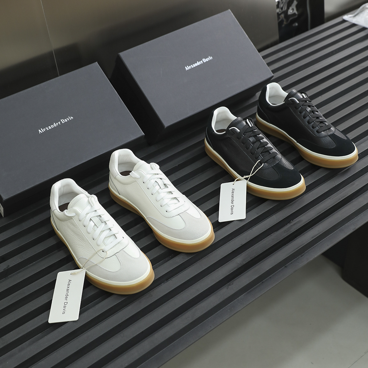 柜货拆解定制！翻毛头层牛皮！羊皮内里！男真皮板鞋德训鞋休闲鞋主图