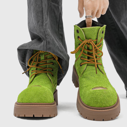 大头马丁靴男士复古翻毛7cm厚底增高英伦风高级感通勤户外工装靴