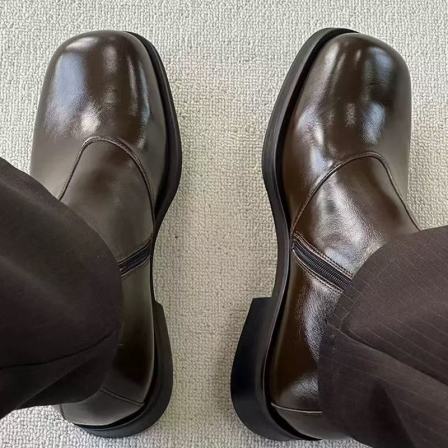 高帮马丁靴男女款切尔西靴极简棕色短筒靴黑色德比方头拉链烟筒靴