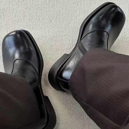 高帮马丁靴男女款切尔西靴极简高级短筒靴子黑色德比方头烟筒靴潮