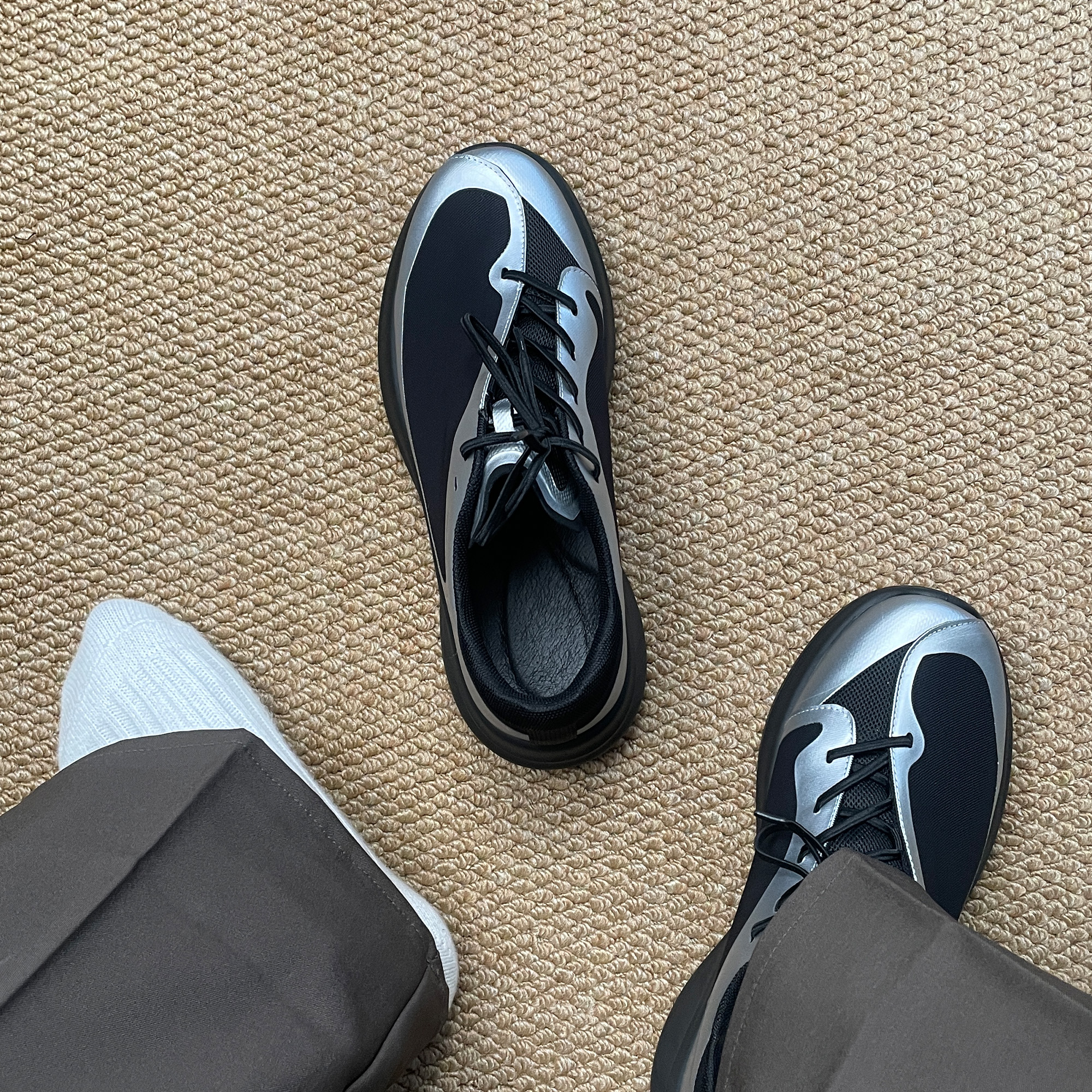 潮牌拼色平步赤足网面透气夏季登山鞋男款户外徒步休闲跑步软底鞋主图