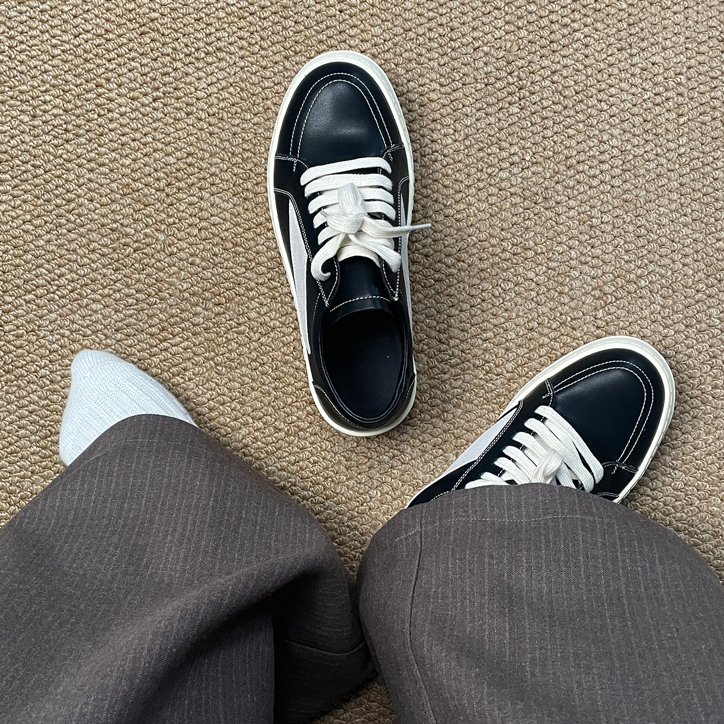 美式ro板鞋男款秋季黑白潮鞋百搭厚底增高cleanfit高街运动休闲鞋主图