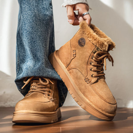 雪地靴男款冬季加绒加货保暖东北大码棉鞋户外零下40°登山马丁靴