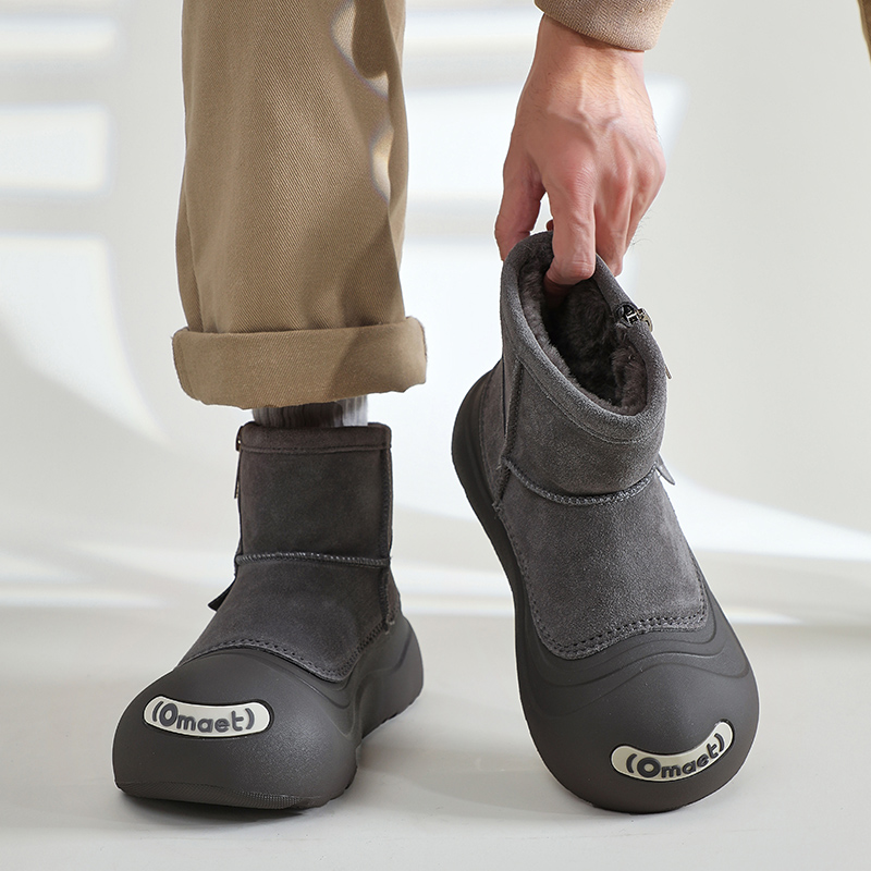 雪地靴男2025冬季新款加绒开口笑厚底情侣棉鞋户外防水大头短靴女主图