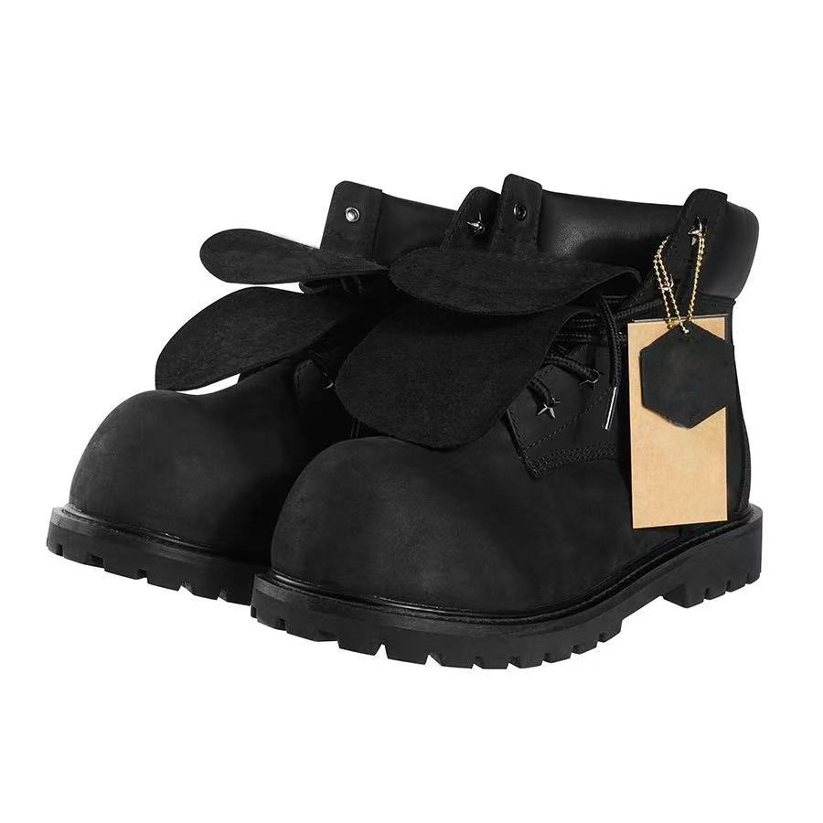 巴黎大头米奇德比鞋黑色高帮双鞋舌大头户外工装情侣马丁靴男女款主图