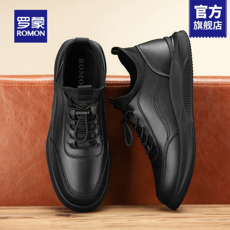 罗蒙男鞋2025新款运动休闲皮鞋子男款冬季一脚蹬舒适软底工作鞋RM