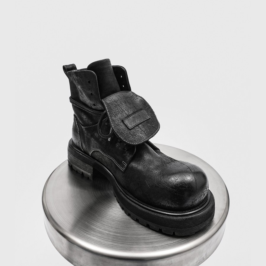 潮牌翻盖破坏风马丁靴男士复古短靴大头皮鞋厚底增高德比机车靴子主图