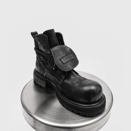 潮牌翻盖破坏风马丁靴男士复古短靴大头皮鞋厚底增高德比机车靴子