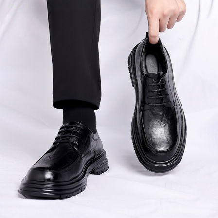 48大码圆头男士德比皮鞋黑色上班商务休闲正装鞋子结婚新郎男鞋47