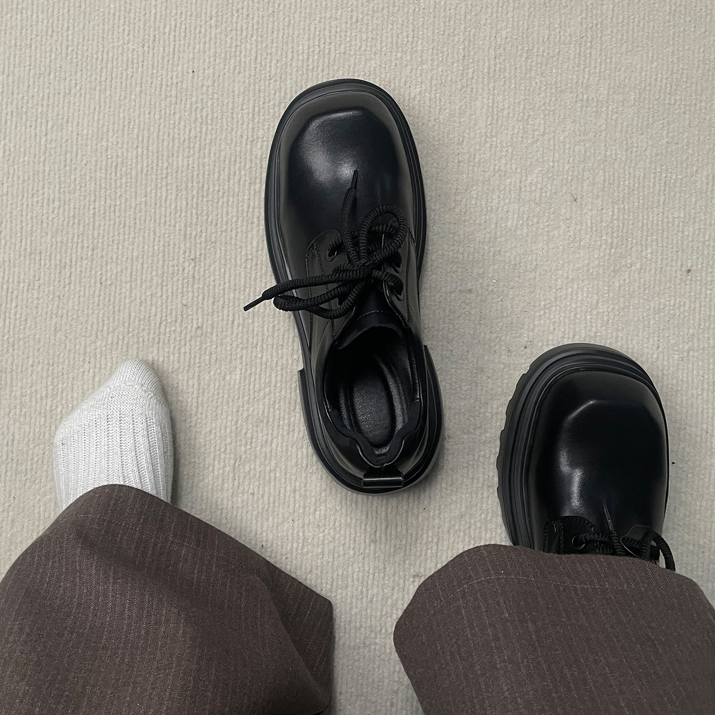 方头德比鞋男厚底增高7CM大头鞋高级感商务通勤黑色复古通勤皮鞋主图