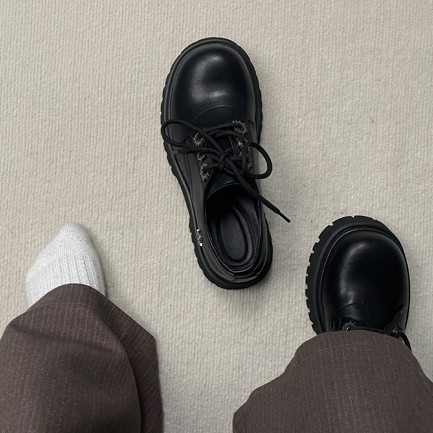 5cm厚底增高小皮鞋男生2025春秋cos学院风大头暗黑通勤机能德比鞋主图