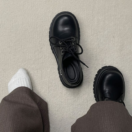 5cm厚底增高小皮鞋男生2025春秋cos学院风大头暗黑通勤机能德比鞋