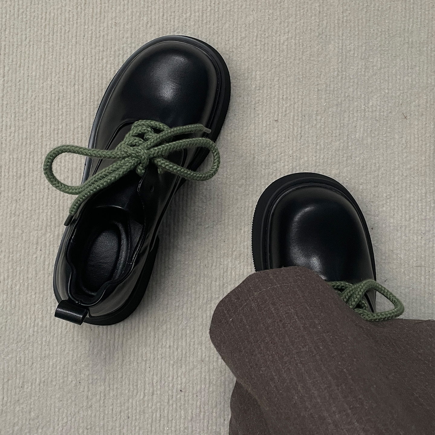 德比鞋男秋季5cm厚底增高皮鞋黑色大头鞋子cleanfit米奇通勤皮鞋主图