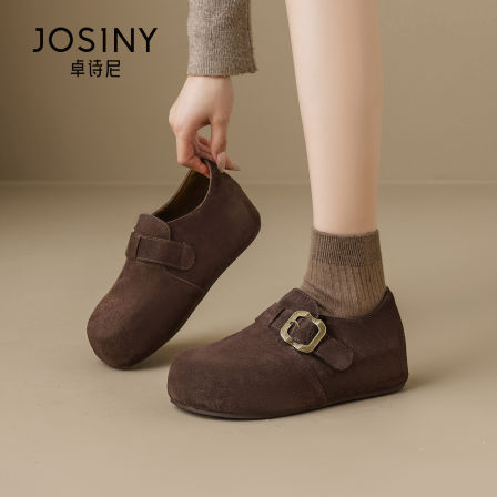 卓诗尼厚底全包勃肯鞋女2025新款秋冬单鞋复古加绒一脚蹬棉鞋鞋子