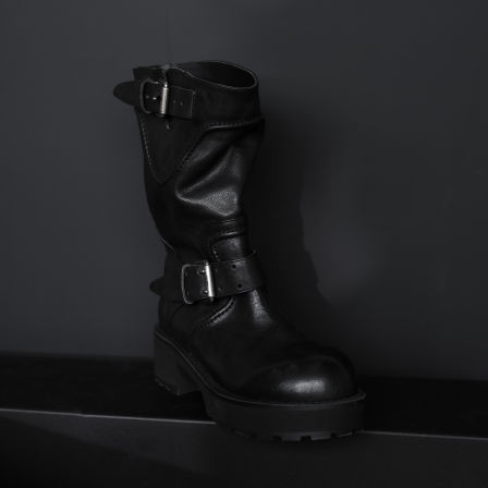 cocosy|可术2025秋冬新款皮带扣厚底一脚蹬潮流百搭骑士靴