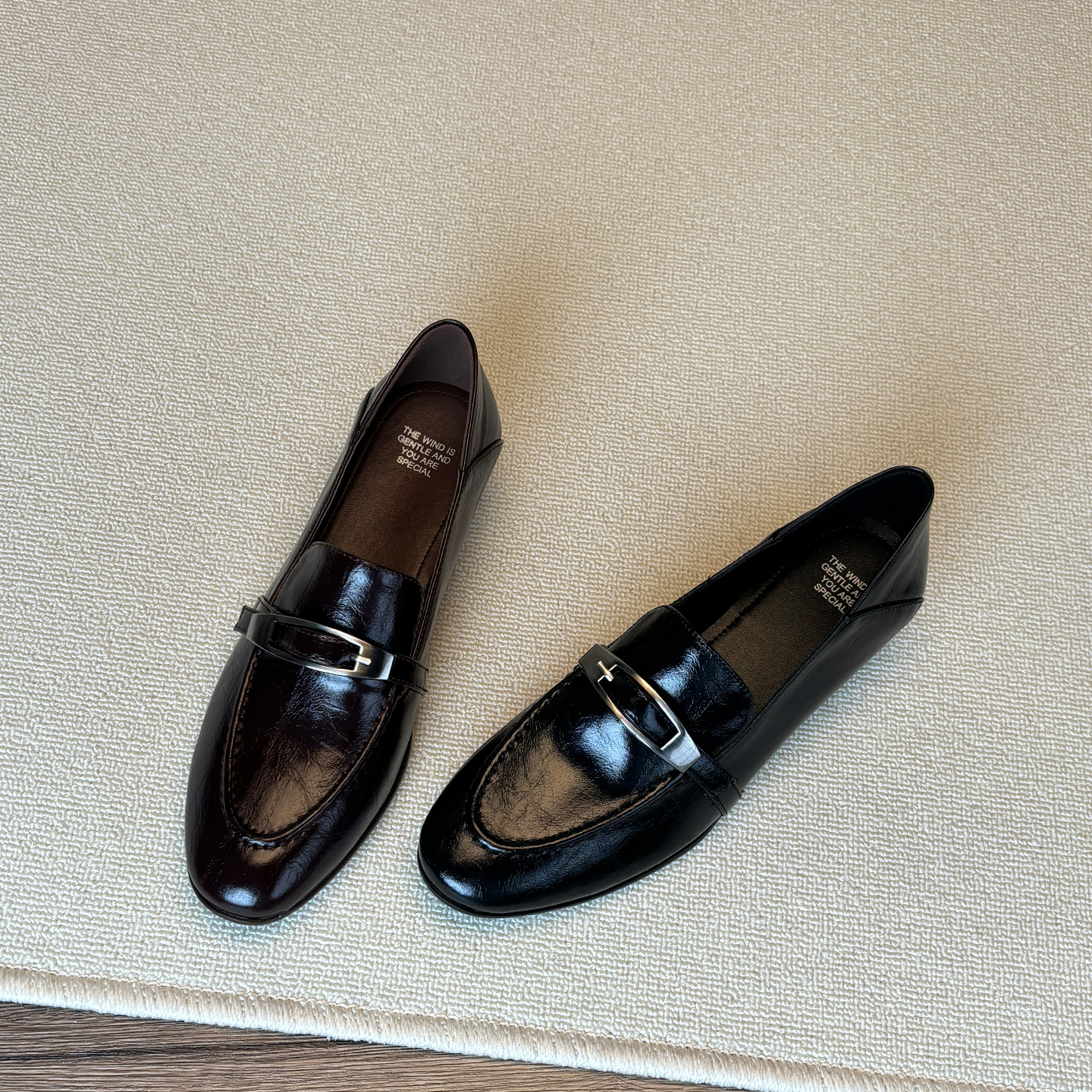 真皮复古金属扣乐福鞋一脚蹬2025新款春秋皮带扣小皮鞋女粗跟中跟主图