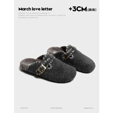 三月情书～厚底加绒勃肯鞋女2025新款冬季外穿毛呢保暖毛毛棉拖鞋