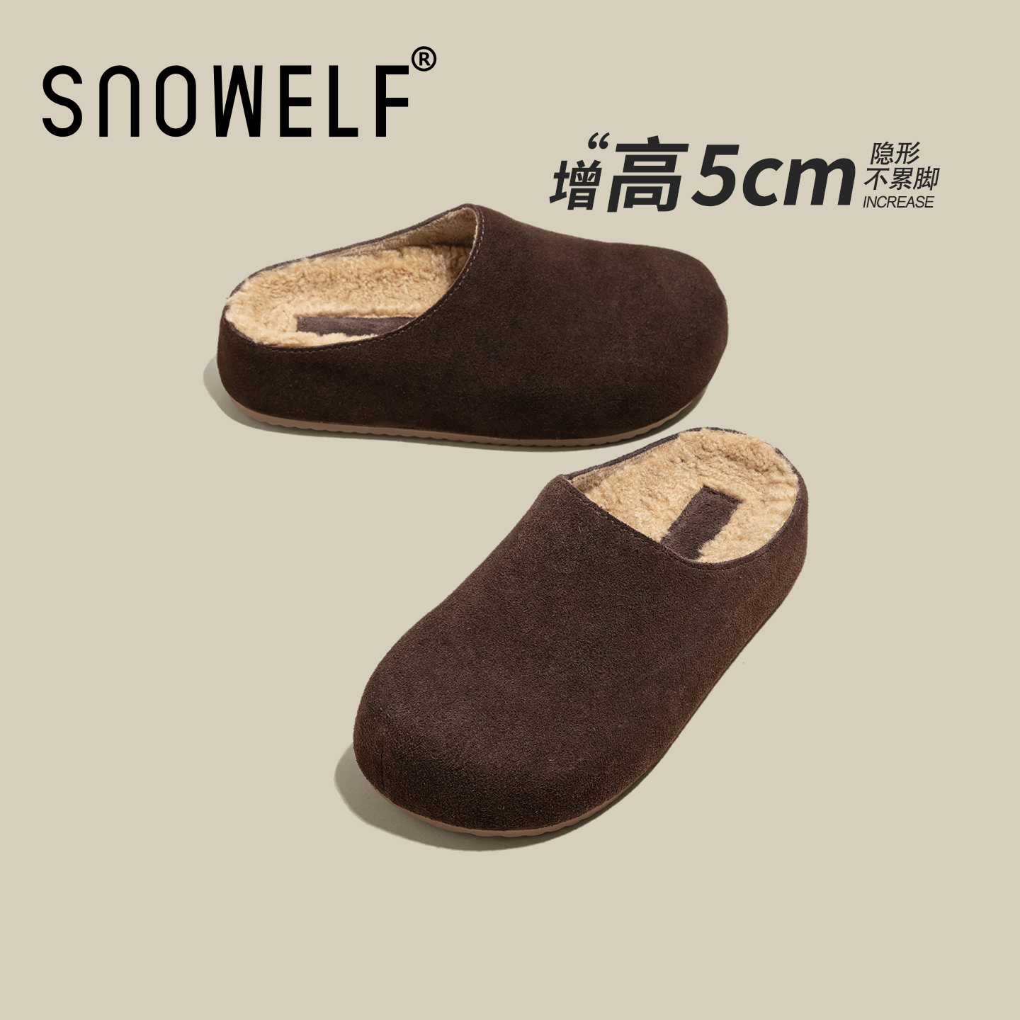 厚底勃肯鞋女2025新款秋冬季一脚蹬毛毛半拖鞋女外穿博肯懒人鞋子主图