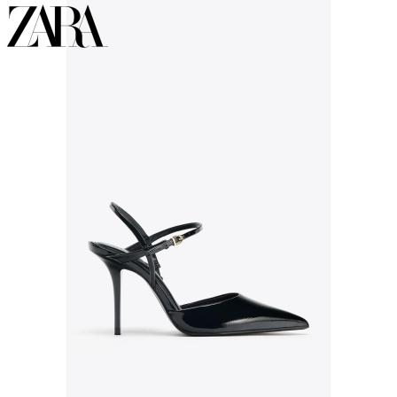 ZARA2025秋季新品 女鞋 漆皮效果露跟脚踝绊带高跟鞋 2231610 800