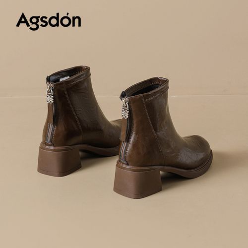 【奥古狮登】瘦瘦短靴女切尔西靴增高5.5CM粗跟时尚654200AA主图