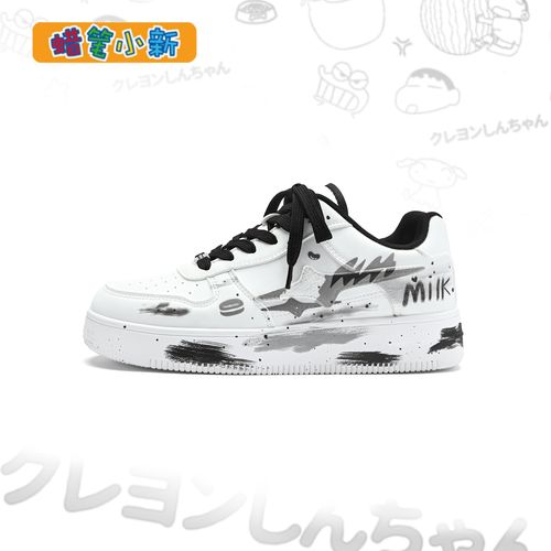 蜡笔小新鞋子男款爆款2025新款秋季创意泼墨印花潮鞋情侣透气板鞋主图