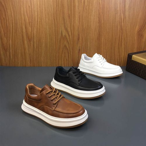 2025秋季新款头层牛皮低帮休闲皮鞋男士轻便百搭厚底时尚潮流男鞋主图
