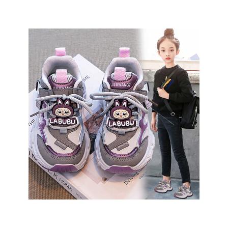 女童厚底老爹鞋2025新款秋季初中小学生软底运动鞋女孩拉布布跑步